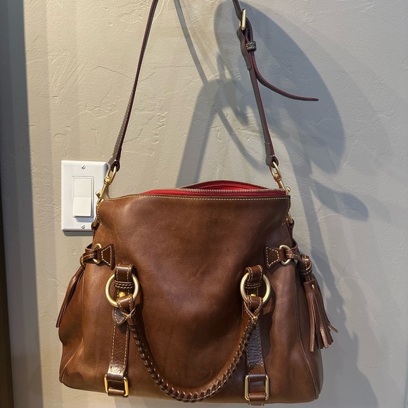 Dooney & Bourke Brown Leather Shoulder Bag - Picture 2 of 9